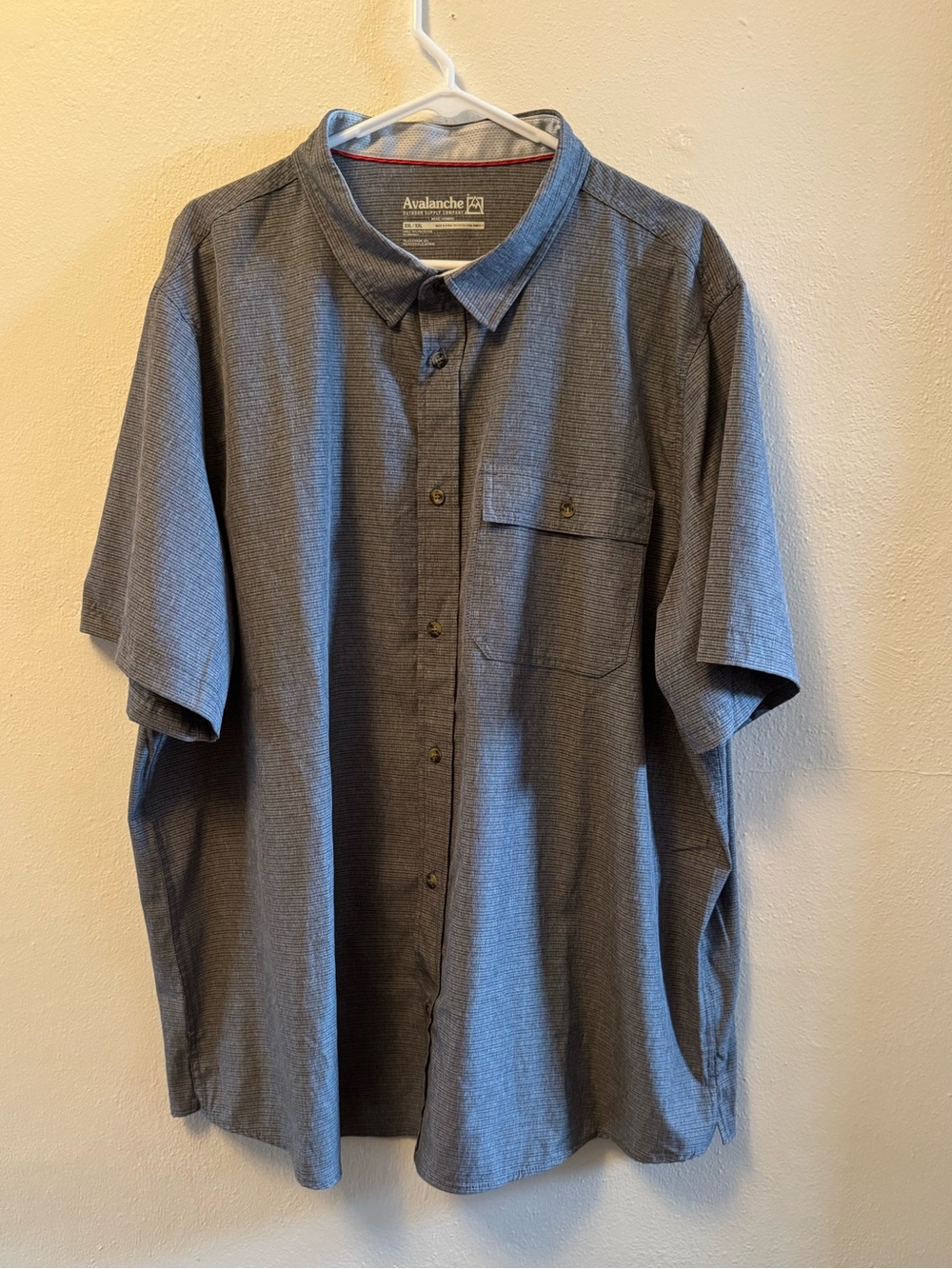 Avalanche Men’s Performance Button Down Shirt Gray Short Sleeve Outdoor XXL